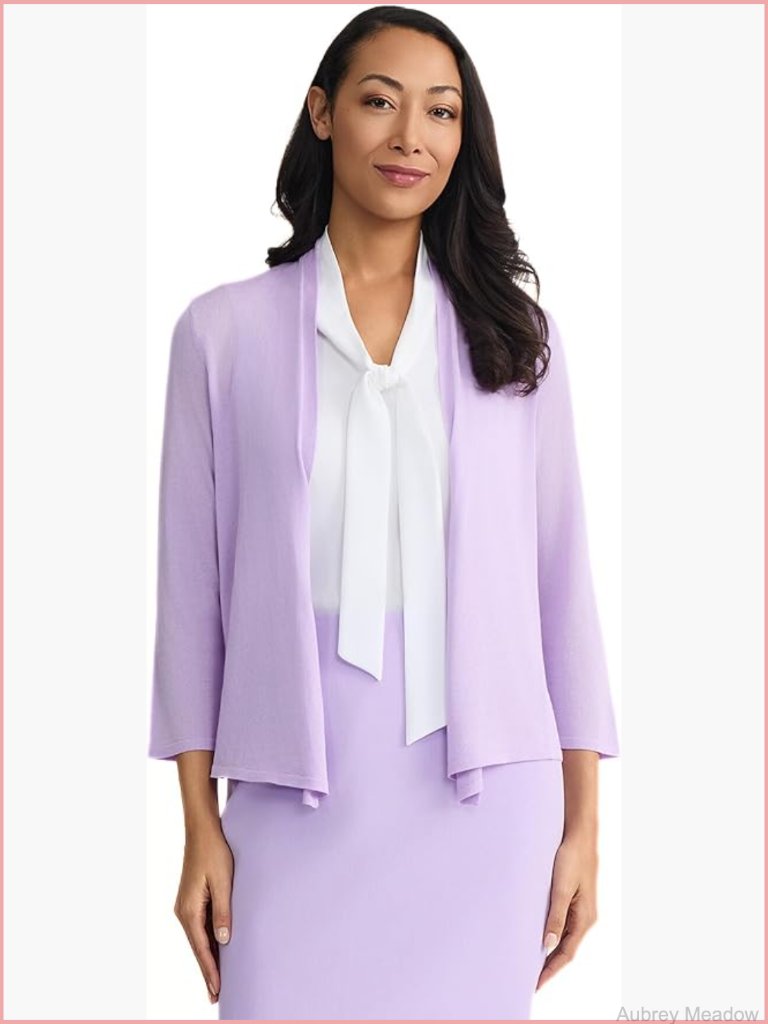 Women's Open Front Self Edge Bridal A Line Cardigan Long Sleeve Lightweight